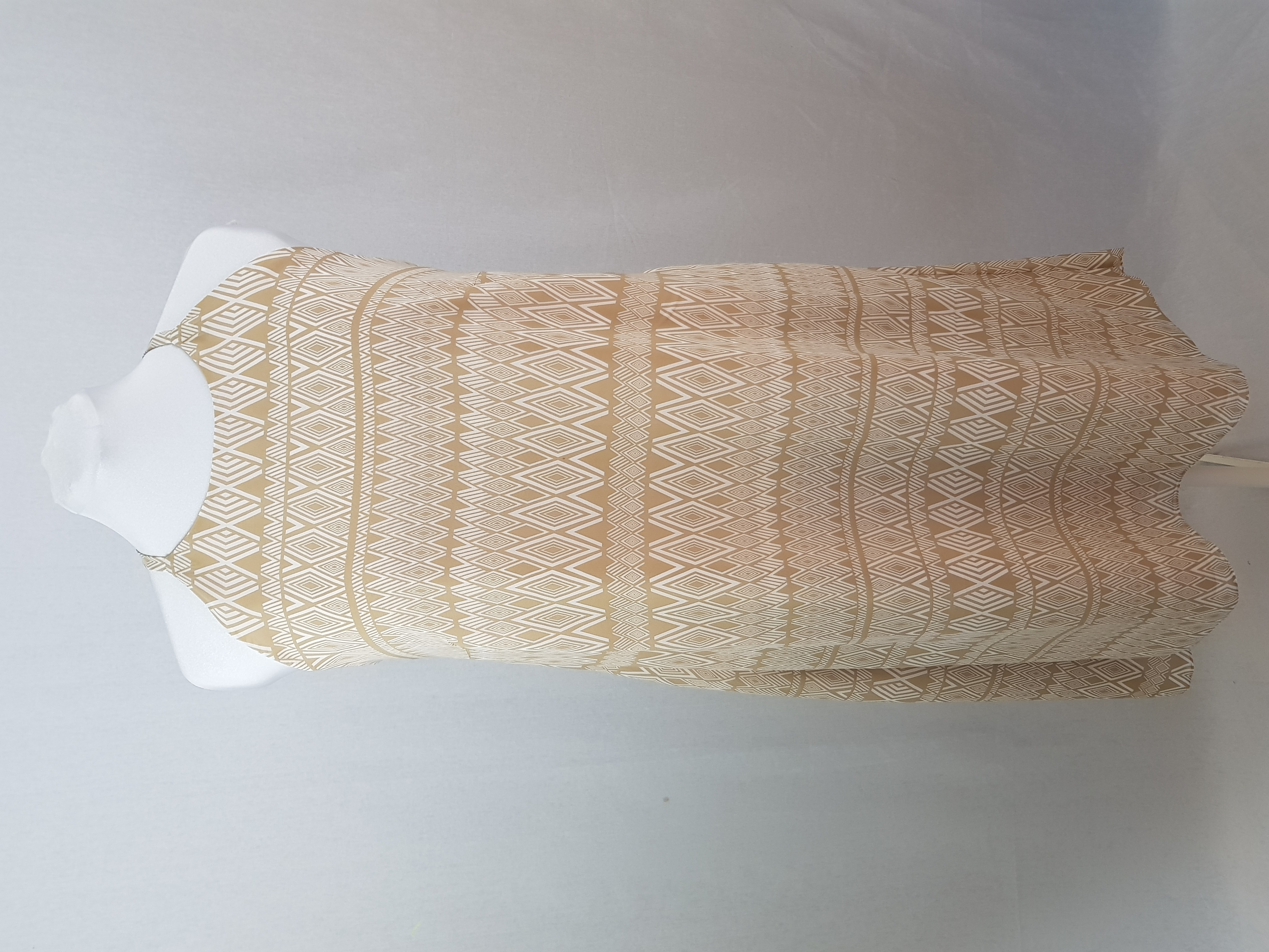 Beige Geometric Print Midi Dress